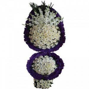 3 Göbekli Mor Beyaz Çelenk